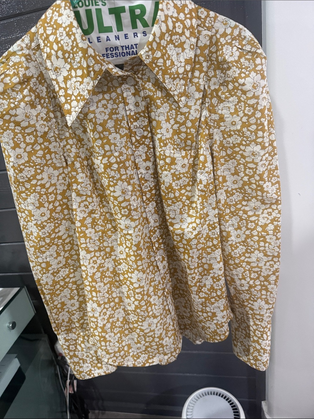 Smythe Mustard and White Floral Button-Up Blouse